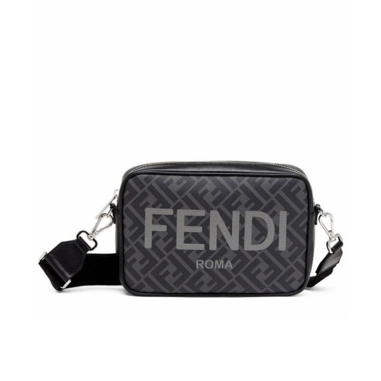 Replicas Bolso de tela Fendi Camera Case FF 7M0286 Negro Baratos