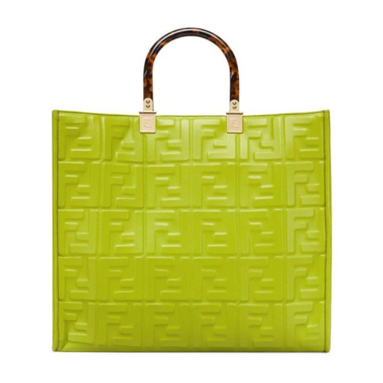 Replicas Bolso tote Fendi Medium Sunshine con motivo FF 8BH386 Verde Baratos