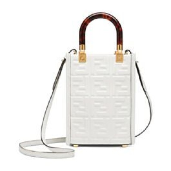 Replicas Bolso shopper Fendi Mini Sunshine 8BS051 Crema Baratos