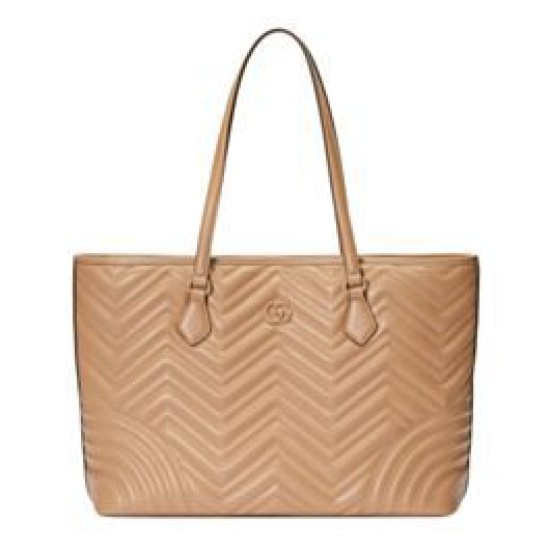 Replicas Bolso tote grande Gucci GG Marmont 739684 Albaricoque Baratos