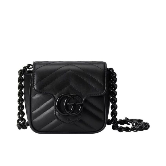 Replicas Gucci GG Marmont Cinturón Bolsa 739599 Negro Baratos