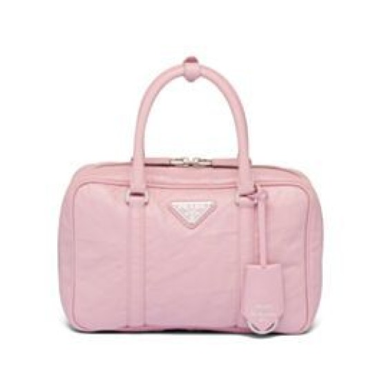 Replicas Prada Bolso mediano de piel de napa antigua con asa superior 1BB092 Rosa Baratos