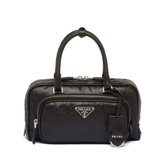 Replicas Prada Antique Nappa Leather Multi-bolsillo Top-handle Bag 1BB099 Negro Baratos