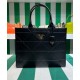 Replicas Prada Bolso Prada Symbole grande de cuero con pespuntes 1BA377 Negro Baratos