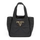 Replicas Prada Bolso tote pequeño de napa con pespuntes 1BG451 Negro Baratos