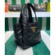 Replicas Prada Bolso tote pequeño de napa con pespuntes 1BG451 Negro Baratos