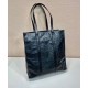 Replicas Prada Bolso tote mediano de piel de napa envejecida 1BG587 Negro Baratos