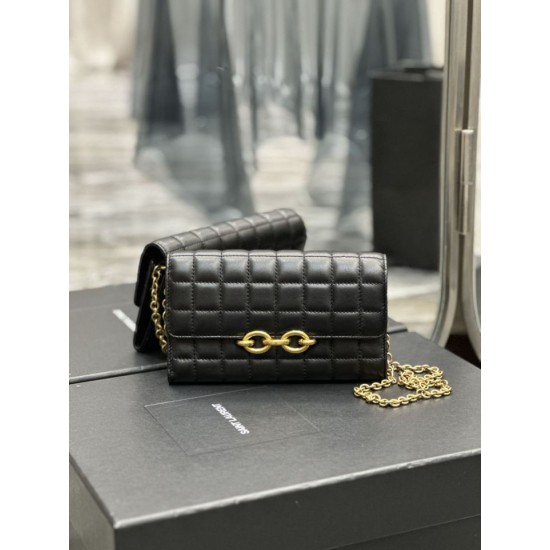 Replicas YSL Saint Laurent Le Maillon Cadena Monedero Negro Baratos