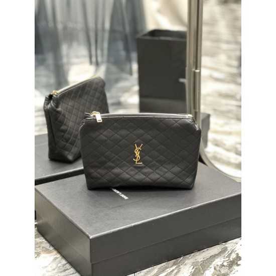 Replicas YSL Saint Laurent Gaby Neceser con cremallera 23CM Negro Baratos