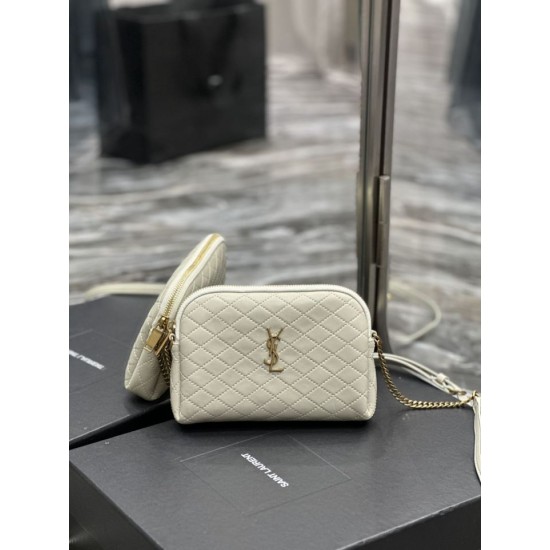 Replicas YSL Saint Laurent Gaby Bolso con cremallera y cadena 18cm Blanco Baratos