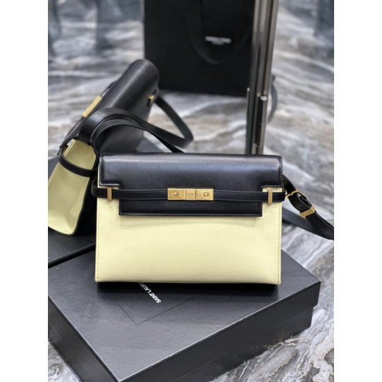 Replicas YSL Saint Laurent Manhattan Bandolera Negro / Amarillo Baratos