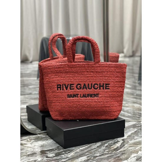 Replicas YSL Saint Laurent Rive Gauche bolso tote bordado rojo Baratos