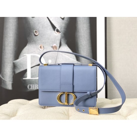 Replicas Christian Dior 30 Montaigne Bolsos Latte Box Piel de becerro azul Baratos Imitacion