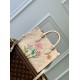 Replicas Bolso tote Louis Vuitton LV x YK OnTheGo PM M21732 Flor blanca Baratos Imitacion