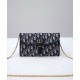 Replicas Bolso Christian Dior Bobby East-West Con Cadena Jacquard Oblicuo Azul Oscuro Baratos Imitacion