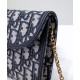 Replicas Bolso Christian Dior Bobby East-West Con Cadena Jacquard Oblicuo Azul Oscuro Baratos Imitacion