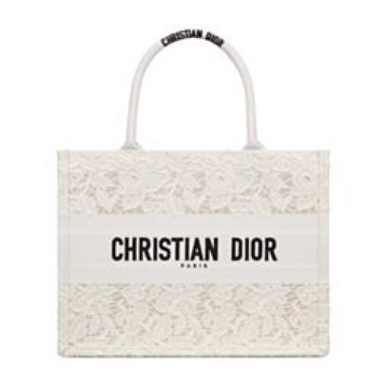 Replicas Christian Dior Bolso Dior Book Tote mediano Motivo D-Lace multicolor Crema Baratos Imitacion