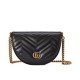 Replicas Gucci GG Marmont Matelasse Cadena Mini Bolsa 746431 Negro Baratos Imitacion