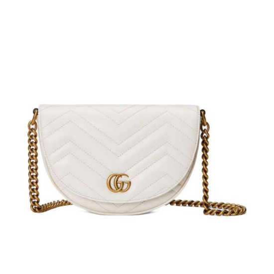 Replicas Gucci GG Marmont Matelasse Cadena Mini Bolso 746431 Crema Baratos Imitacion