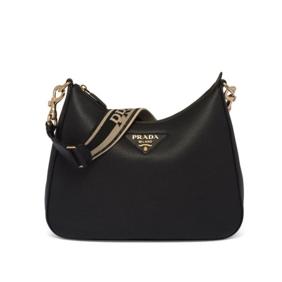 Replicas Prada Bolso de hombro en piel 1BC178 Negro Baratos Imitacion