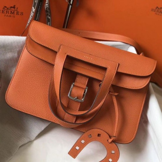 Replicas Hermes Halzan 31cm Bolso Naranja Clemencia Baratos Imitacion