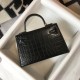 Replicas Hermes Kelly Mini II Bolso en relieve Cocodrilo Negro Baratos Imitacion