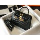 Replicas Hermes Kelly Mini II Bolso en relieve Cocodrilo Negro Baratos Imitacion