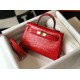 Replicas Hermes Kelly Mini II Bolso en relieve Cocodrilo Rojo Baratos Imitacion