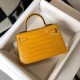 Replicas Hermes Kelly Mini II Bolsa en relieve cocodrilo amarillo Baratos Imitacion