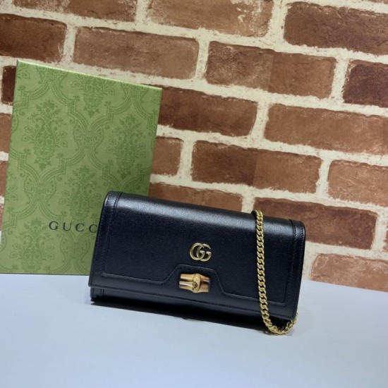 Replicas Cartera con cadena Gucci Diana 658243 Negro Imitacion España