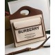 Replicas Burberry Bolso Pocket mediano de lona bicolor y piel Café Imitacion España