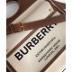 Replicas Burberry Bolso Pocket mediano de lona bicolor y piel Café Imitacion España