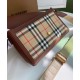 Replicas Burberry Leather and Vintage Check Note Bandolera Café Imitacion España