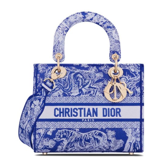 Replicas Bolso Christian Dior Lady d-Lite mediano azul oscuro Imitacion España