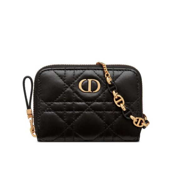 Replicas Christian Dior Mini Dior Caro Bolso con cremallera Negro Imitacion España