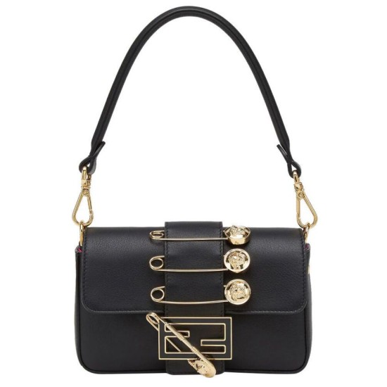 Replicas Fendi Broche Mini Baguette Negro Imitacion España