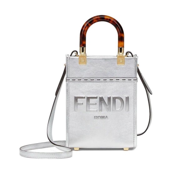 Replicas Bolso shopper Fendi Mini Sunshine plateado Imitacion España