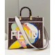 Replicas Bolso shopper de tela Fendi Sunshine Medium FF 8BH386 Café oscuro Imitacion España