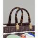 Replicas Bolso shopper de tela Fendi Sunshine Medium FF 8BH386 Café oscuro Imitacion España