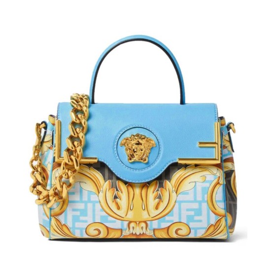 Replicas Fendi Fendace La Medusa Bolso mediano azul Imitacion España