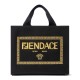 Replicas Fendi Fendace Logo Bolso tote mediano negro Imitacion España