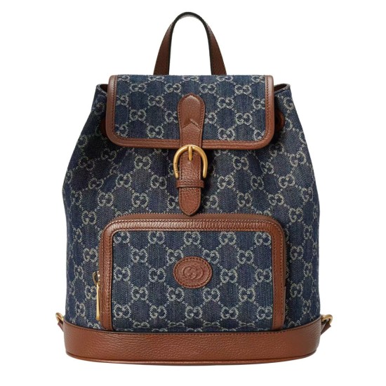 Replicas Mochila Gucci Con G Entrelazada 674147 Azul Oscuro Imitacion España