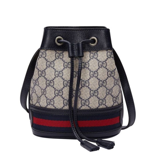 Replicas Gucci Ophidia Mini GG Bolsa de cubo 550620 Azul oscuro Imitacion España