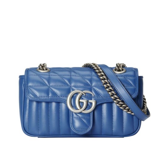 Replicas Gucci GG Marmont Matelasse Mini Bolso Azul Imitacion España