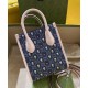 Replicas Minibolso tote Gucci con G entrelazada azul Imitacion España