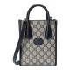 Replicas Mini bolso tote Gucci con G entrelazada 671623 azul oscuro Imitacion España