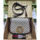 Replicas Gucci Bolso de hombro mediano con G redonda entrelazada 699210 Café oscuro Imitacion España