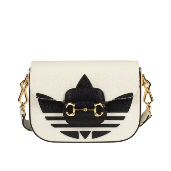 Replicas Minibolso Gucci x Adidas Horsebit 1955 GG Crema Imitacion España