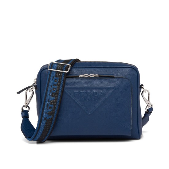 Replicas Prada Bolso De Hombro De Cuero Saffiano 2VH152 Azul Imitacion España