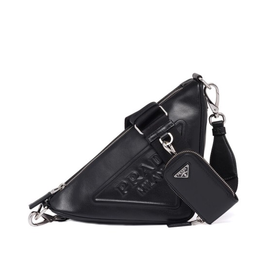 Replicas Prada Leather Triangle bandolera 1BH190 Negro Imitacion España